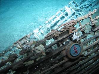 One of ship's boats lying on seabed in decayed state